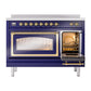 ILVE Nostalgie II 48-Inch Induction Range with 6 Induction Elements, 5.02 cu. ft. Oven, Midnight Blue with Brass Trim, Triple Glass Door, UNI486NMPMBG