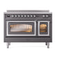 ILVE Nostalgie II 48-Inch Induction Range with 6 Induction Elements, 5.02 cu. ft. Oven, Graphite Matte with Chrome Trim, Triple Glass Door, UNI486NMPMGC