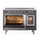 ILVE Nostalgie II 48-Inch Induction Range with 6 Induction Elements, 5.02 cu. ft. Oven, Graphite Matte with Chrome Trim, Triple Glass Door, UNI486NMPMGC