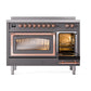 ILVE Nostalgie II 48-Inch Induction Range with 6 Induction Elements, 5.02 cu. ft. Oven, Graphite Matte with Copper Trim, Triple Glass Door, UNI486NMPMGP