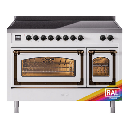 ILVE Nostalgie II 48-Inch Induction Range with 6 Induction Elements, 5.02 cu. ft. Oven, RAL with Burnished Trim, Triple Glass Door, UNI486NMPRAB