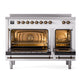 ILVE Nostalgie II 48-Inch Induction Range with 6 Induction Elements, 5.02 cu. ft. Oven, RAL with Burnished Trim, Triple Glass Door, UNI486NMPRAB