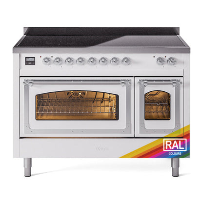 ILVE Nostalgie II 48-Inch Induction Range with 6 Induction Elements, 5.02 cu. ft. Oven, RAL with Chrome Trim, Triple Glass Door, UNI486NMPRAC
