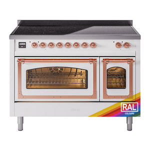 ILVE Nostalgie II 48-Inch Induction Range with 6 Induction Elements, 5.02 cu. ft. Oven, RAL with Copper Trim, Triple Glass Door, UNI486NMPRAP