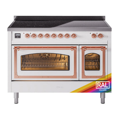 ILVE Nostalgie II 48-Inch Induction Range with 6 Induction Elements, 5.02 cu. ft. Oven, RAL with Copper Trim, Triple Glass Door, UNI486NMPRAP