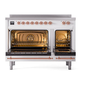 ILVE Nostalgie II 48-Inch Induction Range with 6 Induction Elements, 5.02 cu. ft. Oven, RAL with Copper Trim, Triple Glass Door, UNI486NMPRAP