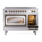 ILVE Nostalgie II 48-Inch Induction Range with 6 Induction Elements, 5.02 cu. ft. Oven, Stainless Steel with Burnished Trim, Triple Glass Door, UNI486NMPSSB