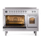 ILVE Nostalgie II 48-Inch Induction Range with 6 Induction Elements, 5.02 cu. ft. Oven, Stainless Steel with Chrome Trim, Triple Glass Door, UNI486NMPSSC