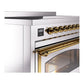 ILVE Nostalgie II 48-Inch Induction Range with 6 Induction Elements, 5.02 cu. ft. Oven, Stainless Steel with Brass Trim, Triple Glass Door, UNI486NMPSSG