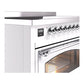 ILVE Nostalgie II 48-Inch Induction Range with 6 Induction Elements, 5.02 cu. ft. Oven, White with Chrome Trim, Triple Glass Door, UNI486NMPWHC