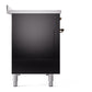 ILVE Nostalgie II 48-Inch Induction Range with 6 Induction Elements, 5.02 cu. ft. Oven, Glossy Black with Burnished Trim, Solid Door, UNI486QNMPBKB
