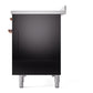 ILVE Nostalgie II 48-Inch Induction Range with 6 Induction Elements, 5.02 cu. ft. Oven, Glossy Black with Copper Trim, Solid Door, UNI486QNMPBKP