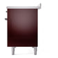 ILVE Nostalgie II 48-Inch Induction Range with 6 Induction Elements, 5.02 cu. ft. Oven, Burgundy with Chrome Trim, Solid Door, UNI486QNMPBUC