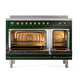 ILVE Nostalgie II 48-Inch Induction Range with 6 Induction Elements, 5.02 cu. ft. Oven, Emerald Green with Burnished Trim, Solid Door, UNI486QNMPEGB