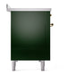 ILVE Nostalgie II 48-Inch Induction Range with 6 Induction Elements, 5.02 cu. ft. Oven, Emerald Green with Brass Trim, Solid Door, UNI486QNMPEGG