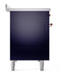 ILVE Nostalgie II 48-Inch Induction Range with 6 Induction Elements, 5.02 cu. ft. Oven, Midnight Blue with Copper Trim, Solid Door, UNI486QNMPMBP