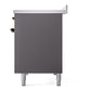 ILVE Nostalgie II 48-Inch Induction Range with 6 Induction Elements, 5.02 cu. ft. Oven, Graphite Matte with Burnished Trim, Solid Door, UNI486QNMPMGB