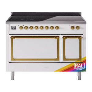 ILVE Nostalgie II 48-Inch Induction Range with 6 Induction Elements, 5.02 cu. ft. Oven, RAL with Brass Trim, Solid Door, UNI486QNMPRAG