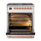 ILVE Nostalgie II 30-Inch Dual Fuel Range with 5 Sealed Burners, 4 cu. ft. Oven, Antique White with Copper Trim, Natural Gas, Triple Glass Door, UP30NMPAWP