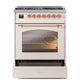 ILVE Nostalgie II 30-Inch Dual Fuel Range with 5 Sealed Burners, 4 cu. ft. Oven, Antique White with Copper Trim, Natural Gas, Triple Glass Door, UP30NMPAWP