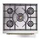 ILVE Nostalgie II 30-Inch Dual Fuel Range with 5 Sealed Burners, 4 cu. ft. Oven, Blue Grey with Brass Trim, Liquid Propane, Triple Glass Door, UP30NMPBGGLP