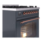 ILVE Nostalgie II 30-Inch Dual Fuel Range with 5 Sealed Burners, 4 cu. ft. Oven, Blue Grey with Copper Trim, Liquid Propane, Triple Glass Door, UP30NMPBGPLP