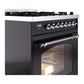 ILVE Nostalgie II 30-Inch Dual Fuel Range with 5 Sealed Burners, 4 cu. ft. Oven, Glossy Black with Chrome Trim, Liquid Propane, Triple Glass Door, UP30NMPBKCLP