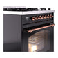ILVE Nostalgie II 30-Inch Dual Fuel Range with 5 Sealed Burners, 4 cu. ft. Oven, Glossy Black with Copper Trim, Natural Gas, Triple Glass Door, UP30NMPBKP