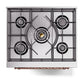 ILVE Nostalgie II 30-Inch Dual Fuel Range with 5 Sealed Burners, 4 cu. ft. Oven, Glossy Black with Copper Trim, Natural Gas, Triple Glass Door, UP30NMPBKP