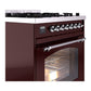 ILVE Nostalgie II 30-Inch Dual Fuel Range with 5 Sealed Burners, 4 cu. ft. Oven, Burgundy with Chrome Trim, Liquid Propane, Triple Glass Door, UP30NMPBUCLP