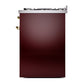 ILVE Nostalgie II 30-Inch Dual Fuel Range with 5 Sealed Burners, 4 cu. ft. Oven, Burgundy with Brass Trim, Liquid Propane, Triple Glass Door, UP30NMPBUGLP