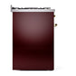 ILVE Nostalgie II 30-Inch Dual Fuel Range with 5 Sealed Burners, 4 cu. ft. Oven, Burgundy with Brass Trim, Natural Gas, Triple Glass Door, UP30NMPBUG