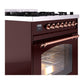 ILVE Nostalgie II 30-Inch Dual Fuel Range with 5 Sealed Burners, 4 cu. ft. Oven, Burgundy with Copper Trim, Liquid Propane, Triple Glass Door, UP30NMPBUPLP