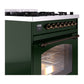 ILVE Nostalgie II 30-Inch Dual Fuel Range with 5 Sealed Burners, 4 cu. ft. Oven, Emerald Green with Burnished Trim, Natural Gas, Triple Glass Door, UP30NMPEGB
