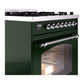 ILVE Nostalgie II 30-Inch Dual Fuel Range with 5 Sealed Burners, 4 cu. ft. Oven, Emerald Green with Chrome Trim, Natural Gas, Triple Glass Door, UP30NMPEGC