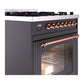 ILVE Nostalgie II 30-Inch Dual Fuel Range with 5 Sealed Burners, 4 cu. ft. Oven, Graphite Matte with Copper Trim, Natural Gas, Triple Glass Door, UP30NMPMGP