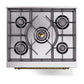 ILVE Nostalgie II 30-Inch Dual Fuel Range with 5 Sealed Burners, 4 cu. ft. Oven, RAL with Brass Trim, Natural Gas, Triple Glass Door, UP30NMPRAG