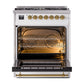 ILVE Nostalgie II 30-Inch Dual Fuel Range with 5 Sealed Burners, 4 cu. ft. Oven, RAL with Brass Trim, Natural Gas, Triple Glass Door, UP30NMPRAG