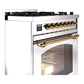 ILVE Nostalgie II 30-Inch Dual Fuel Range with 5 Sealed Burners, 4 cu. ft. Oven, Stainless Steel with Brass Trim, Liquid Propane, Triple Glass Door, UP30NMPSSGLP