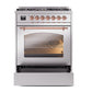 ILVE Nostalgie II 30-Inch Dual Fuel Range with 5 Sealed Burners, 4 cu. ft. Oven, Stainless Steel with Copper Trim, Liquid Propane, Triple Glass Door, UP30NMPSSPLP