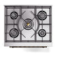 ILVE Nostalgie II 30-Inch Dual Fuel Range with 5 Sealed Burners, 4 cu. ft. Oven, White with Burnished Trim, Liquid Propane, Triple Glass Door, UP30NMPWHBLP