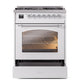 ILVE Nostalgie II 30-Inch Dual Fuel Range with 5 Sealed Burners, 4 cu. ft. Oven, White with Chrome Trim, Liquid Propane, Triple Glass Door, UP30NMPWHCLP