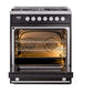 ILVE Professional Plus II 30-Inch Dual Fuel Range with 5 Sealed Burners, 4 cu. ft. Oven, Glossy Black, Natural Gas, Solid Door, UP30QMPBK