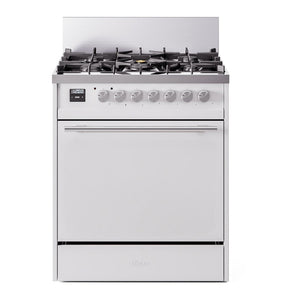 ILVE Professional Plus II 30-Inch Dual Fuel Range with 5 Sealed Burners, 4 cu. ft. Oven, White, Natural Gas, Solid Door, UP30QMPWH