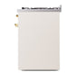 ILVE Nostalgie II 30-Inch Dual Fuel Range with 5 Sealed Burners, 4 cu. ft. Oven, Antique White with Brass Trim, Liquid Propane, Solid Door, UP30QNMPAWGLP
