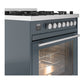 ILVE Professional Plus II 30-Inch Dual Fuel Range with 5 Sealed Burners, 4 cu. ft. Oven, Blue Grey, Natural Gas, Triple Glass Door, UP30WMPBG