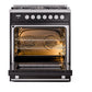 ILVE Professional Plus II 30-Inch Dual Fuel Range with 5 Sealed Burners, 4 cu. ft. Oven, Glossy Black, Natural Gas, Triple Glass Door, UP30WMPBK