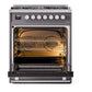 ILVE Professional Plus II 30-Inch Dual Fuel Range with 5 Sealed Burners, 4 cu. ft. Oven, Graphite Matte, Liquid Propane, Triple Glass Door, UP30WMPMGLP