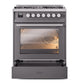 ILVE Professional Plus II 30-Inch Dual Fuel Range with 5 Sealed Burners, 4 cu. ft. Oven, Graphite Matte, Liquid Propane, Triple Glass Door, UP30WMPMGLP