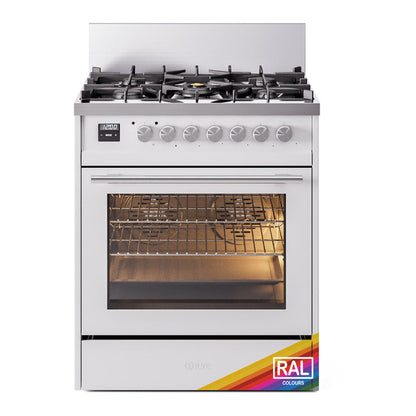 ILVE Professional Plus II 30-Inch Dual Fuel Range with 5 Sealed Burners, 4 cu. ft. Oven, RAL, Natural Gas, Triple Glass Door, UP30WMPRA